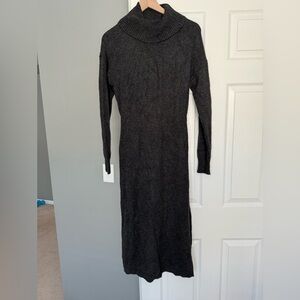 rachel zoe pleated dress with sweater Rachel Zoe Sweater Dress Womens Large Blue Cable Knit Turtleneck Marl Pockets
